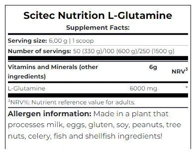 Глютамин Scitec Nutrition L- Glutamine - 300 гр