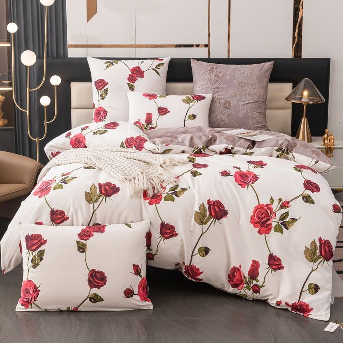 Viva home textile Комплект постельного белья Делюкс Сатин 100% хлопок на резинке LR612