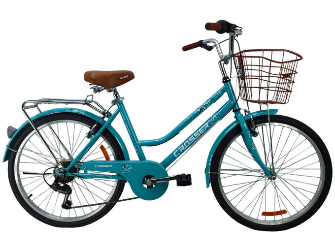 Велосипед CROSSER City Bike 24&quot; (1/1) синий (с корзиной)