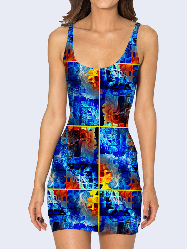 Vilno 3D платье Ярко-синяя абстракция
