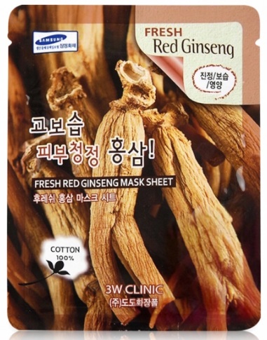Маска 3W CLINIC тканевая для лица КРАСНЫЙ ЖЕНЬШЕНЬ Fresh Red Ginseng Mask Sheet (Ю.Корея)