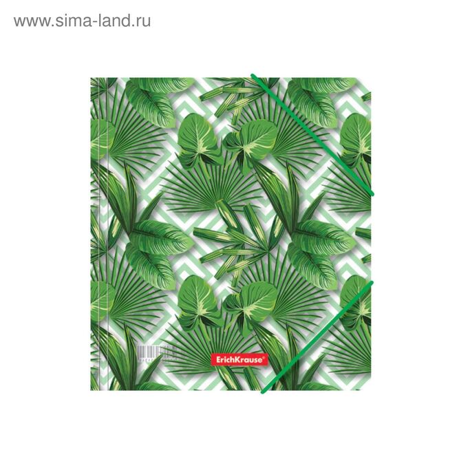 ERICH KRAUSE Папка на резинке для тетрадей A5+, 550 мкм, ErichKrause Tropical Leaves, до 300 листов, с рисунком