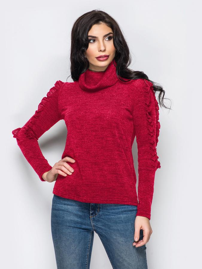 атласная блузка. свитер женский. ворот с рукавами. джемпер мо 278. трикотажная водолазка женская.