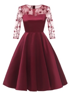Платье с рукавами средней длины Цвет: БОРДО