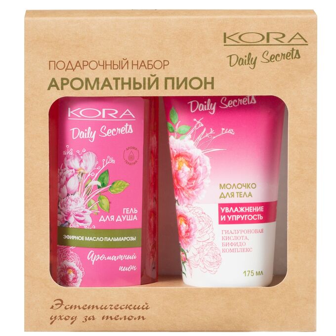 Kora Подарочный набор &quot;Ароматный пион. Увлажнение и упругость&quot; (Кора, Daily Secrets)