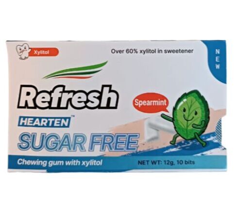 Refresh Hearten Жевательная резинка со вкусом мяты Sugar Free Spearmint, 12 г