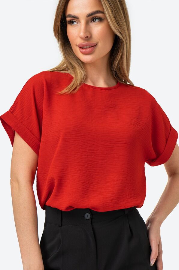 Happy Fox Женская летняя блузка из ткани-жатка