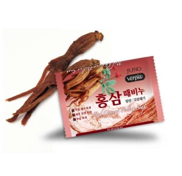 Корея Мыло пилинг косметическое с экстрактом красного женьшеня Red Ginseng, Juno, 120 г