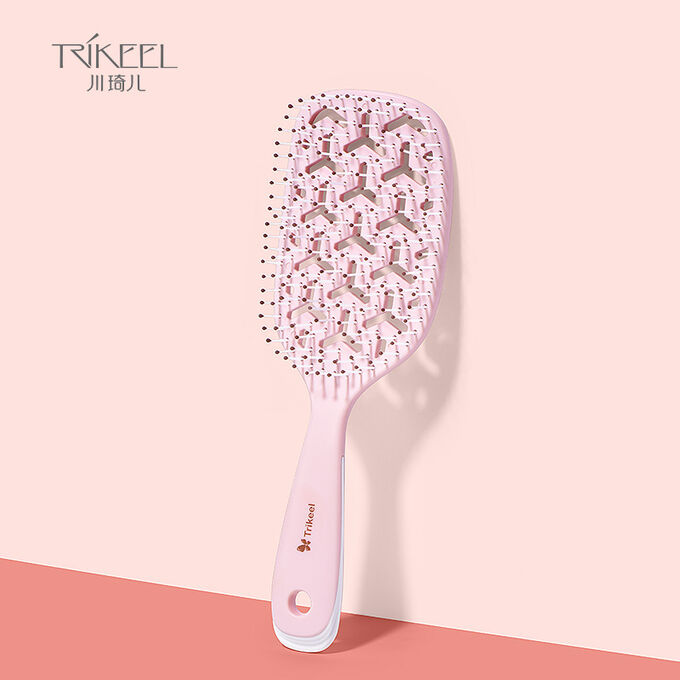 Расческа для волос массажная продувная TRIKEEL Hair Comb (розовая)