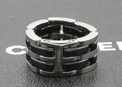 Кольцо керамика черное/серебро