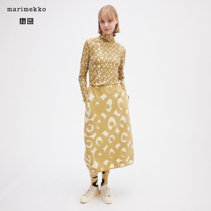 UNIQLO Marimekko - теплая флисовая юбка -  32 BEIGE