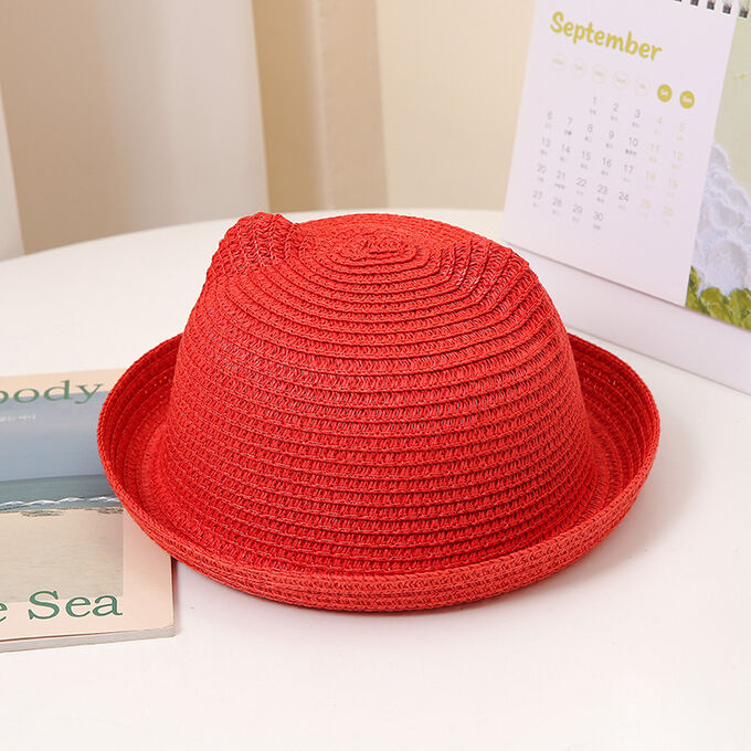 Детская солнцезащитная шляпа с ушками, цвет красный