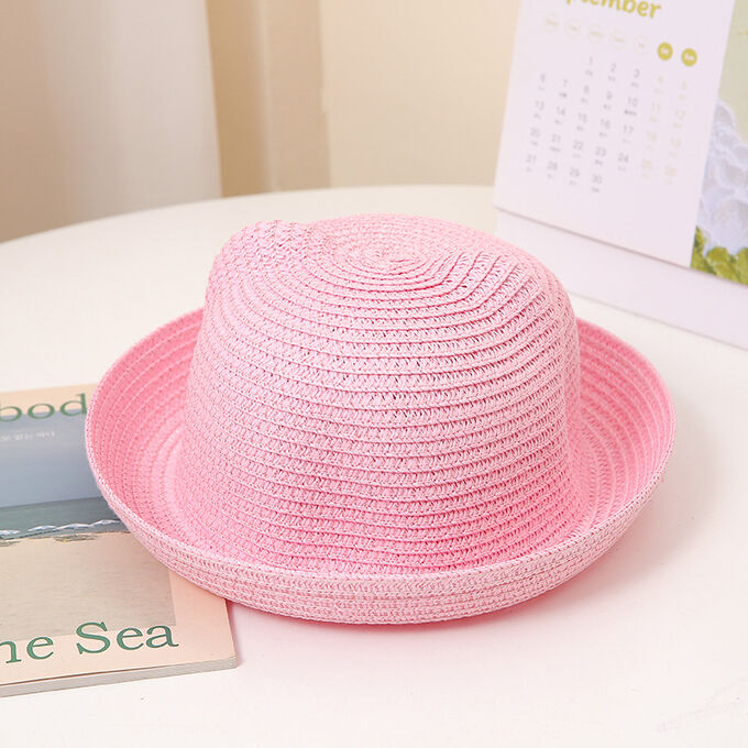 Детская солнцезащитная шляпа с ушками, цвет розовый
