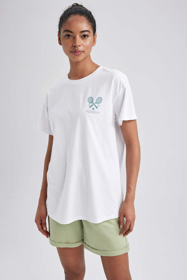 DeFactoFit Спортивная футболка оверсайз с круглым вырезом и короткими рукавами из 100% хлопка