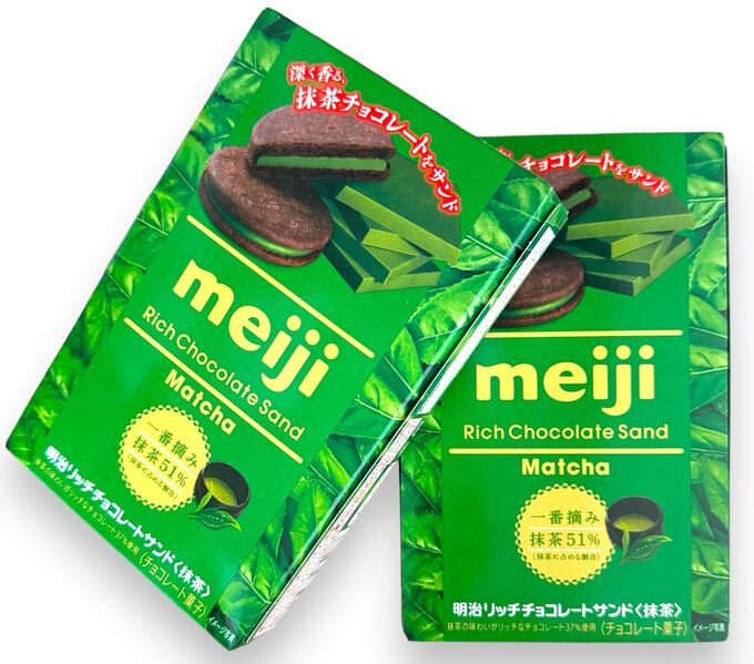 Meiji Печенье шоколадное с прослойкой из чая маття Meigi, 32 гр.