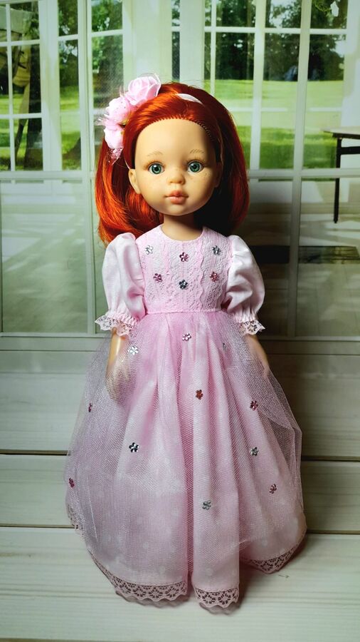 Нарядное платье для куклы Паола Рейна или куклы с аналогичным телом ростом 32-34 см