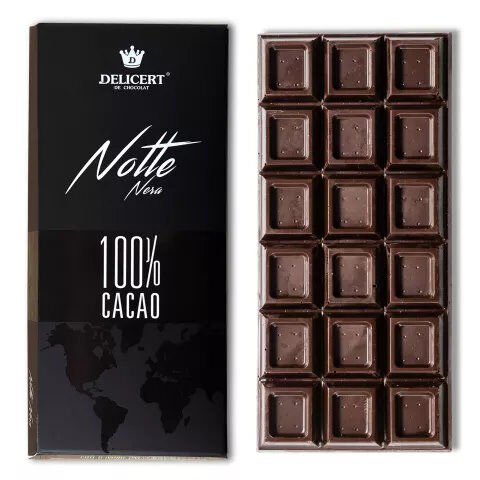 Горький шоколад 100% какао Notte Nera, 80 гр