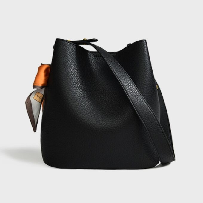 COSMOСOLLECTION_BAGS Комплект из натурал. кожи: сумка-мешок на плечо + сумка кросс-боди, черный