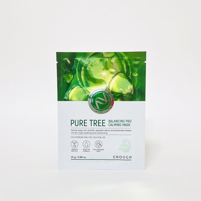 Тканевая маска с экстрактом чайного дерева для жирной и проблемной кожи ENOUGH Pure Tree Balancing Pro Calming Mask