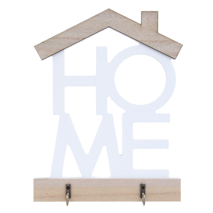 BY BABA YAGA Ключница открытого типа HOME на 2 крючка, 18,5x3,5x24 см, МДФ, цвет белый
