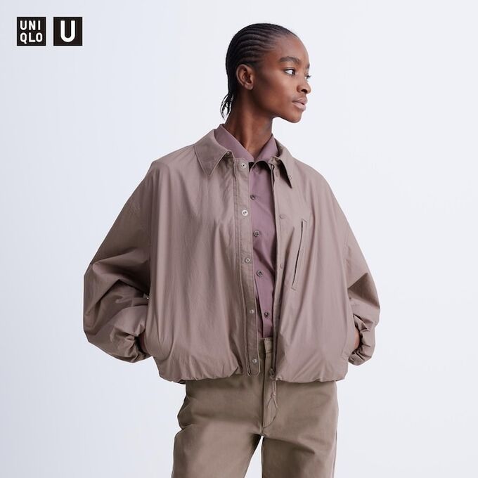 UNIQLO - укороченная ветровка с объемными рукавами - 36 BROWN