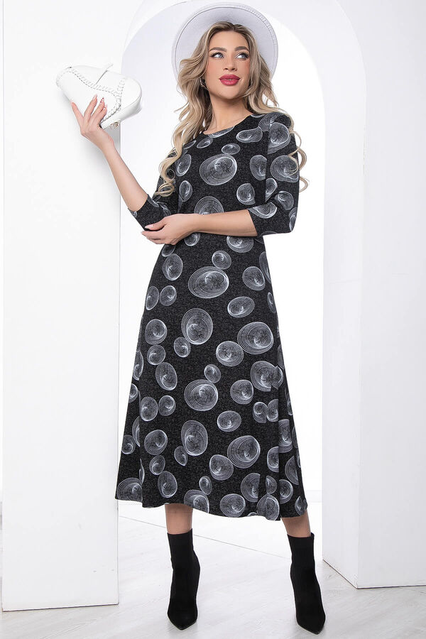 LT Collection Платье &quot;Идеал стиля&quot; (черное/принт) П8792