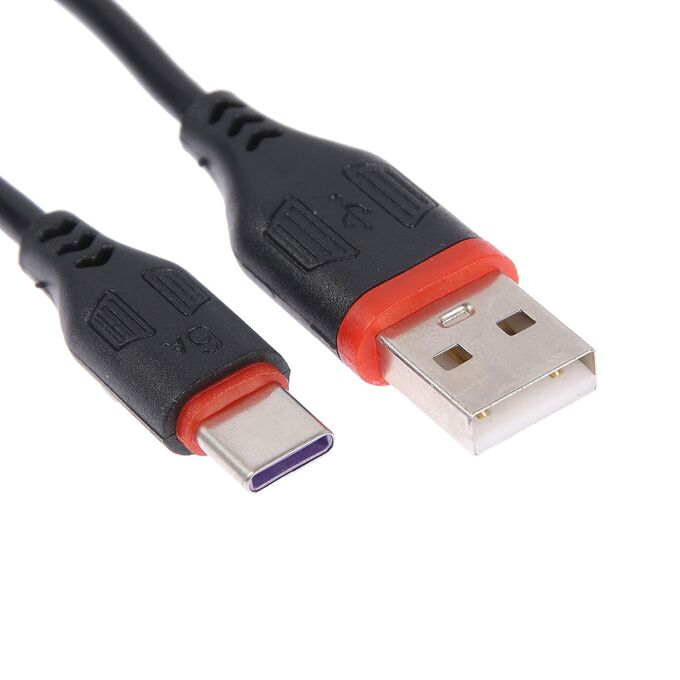 Кабель Type-C - USB, 2.4 А, 1 м, зарядка + передача данных, черный