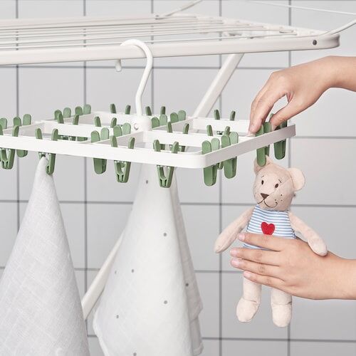 IKEA SLIBB, Сушилка для белья с 24 прищепками, зеленая