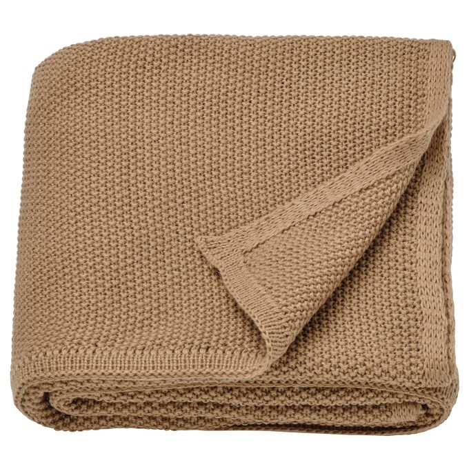 IKEA HUMLEMOTT, Накидка, плед, желто-бежевая, 130х170 см
