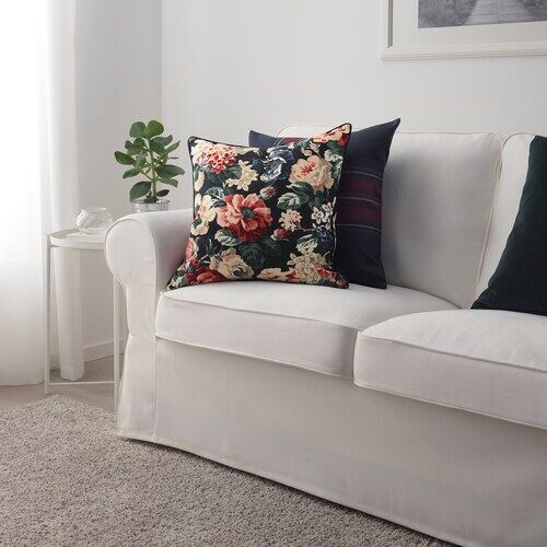 IKEA LEIKNY, чехол для подушки, черный разноцветный, 50x50 см