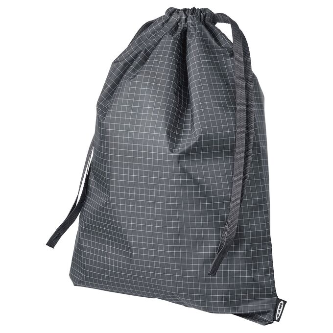 IKEA RENSARE, Сумка в клетку/черная, 30х40 см/8 л