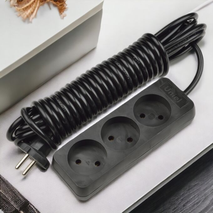 Нет Бренда Удлинитель серии Standart S-CD3-5 BLACK , шнур 5м., 3 гнезда, б/з. Черный.