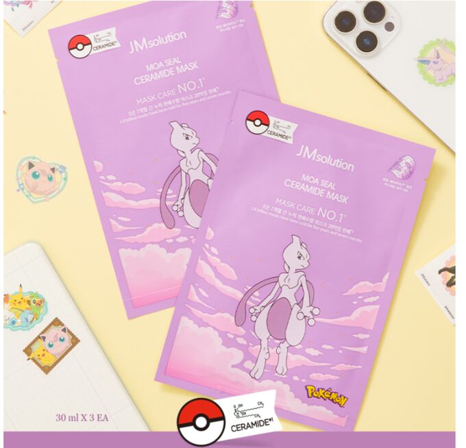 JMsolution Moa Seal Ceramide Mask - Pokemon Mewtwo Набор 3шт: тканевые маски с керамидами