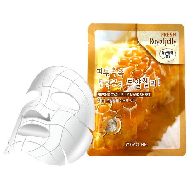 Маска для лица тканевая с маточным молочком 3W Clinic Fresh Royal Jelly Mask Sheet, 23гр