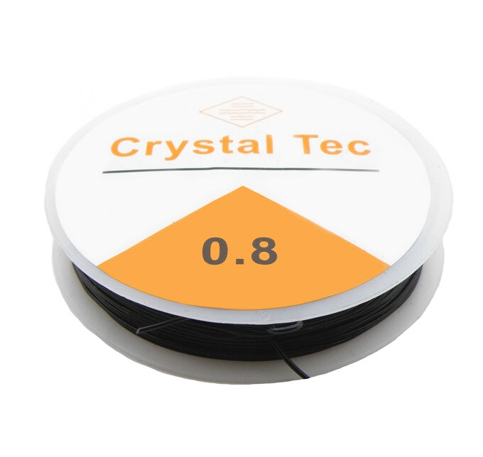 Фелиция Нить-резинка (спандекс) Crystal Tec 0,8 мм, черная, длина 7 м.  Цена за 1 шт.