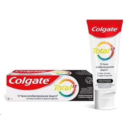 Colgate Колгейт Total 12 паста зубная антибакт.защ.,глуб.очищ. туба 1шт 80гр. част.угля,цинк,аргин. 48шт 61030104 835438