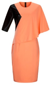 Комбинированное платье-миди с разными рукавами цвет: РОЗОВЫЙ