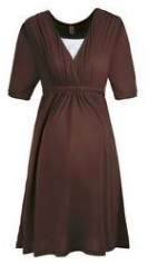 Платье под грудь с коротким рукавом (подходит для беременных) цвет: КОРИЧНЕВЫЙ