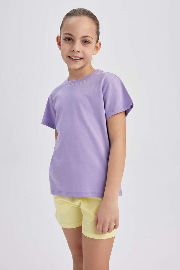 DEFACTO Школьная футболка с круглым вырезом и короткими рукавами для девочек