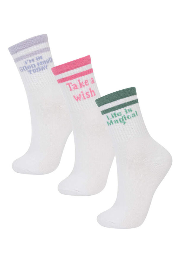 DEFACTO Длинные хлопковые носки из трех предметов для девочек