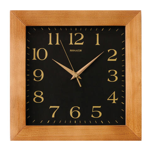 Часы настенные САЛЮТ ДС-2АА25-060 квадрат, черные, деревянна