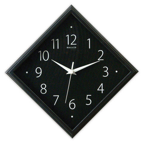 Часы настенные САЛЮТ П-2Е6-461 ромб, черные, черная рамка, 2