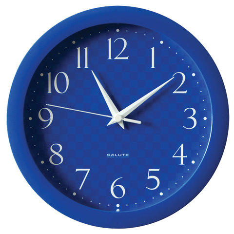 Часы настенные САЛЮТ П-Б4-440 круг, синие, синяя рамка, 28х2