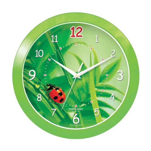 Часы настенные TROYKA 11121142 круг, зеленые с рисунком &quot;Бож