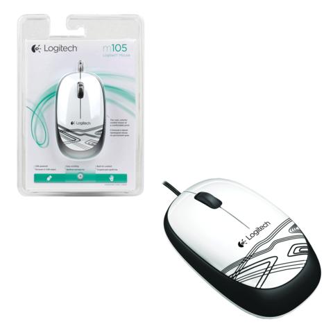 Мышь проводная LOGITECH M105, USB, 2 кнопки+1 колесо-кнопка,