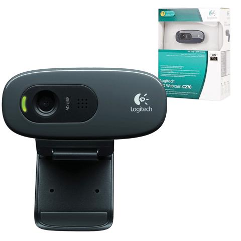 Веб-камера LOGITECH C270, 1/3Мпикс, микрофон, USB 2.0, черна