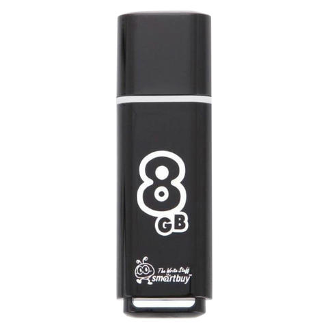 Флэш-диск 8GB SMARTBUY Glossy USB 2.0, черный, SB8GBGS-K