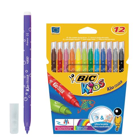 Фломастеры BIC &quot;Kid Couleur&quot;, 12 цв, суперсмываемые, вентили