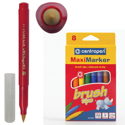 Фломастеры CENTROPEN &quot;Brush&quot;,  8 цв, наконечник-кисть, венти