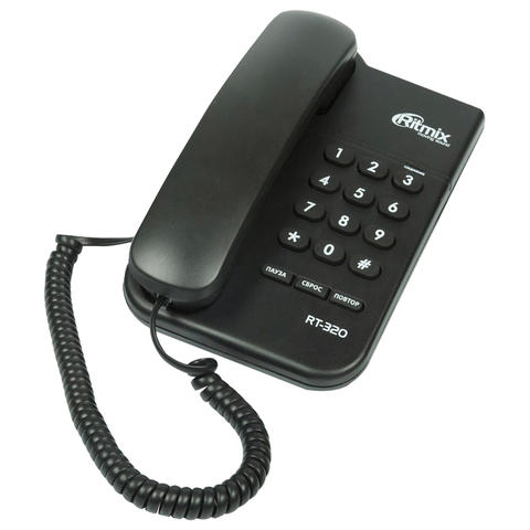 Телефон RITMIX RT-320 black, световая индикация звонка, блок